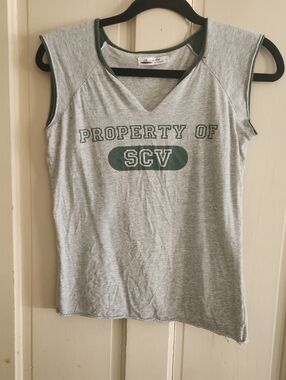 Jensen Gray Tank Top with Green 'PROPERTY OF SCV' Graphic